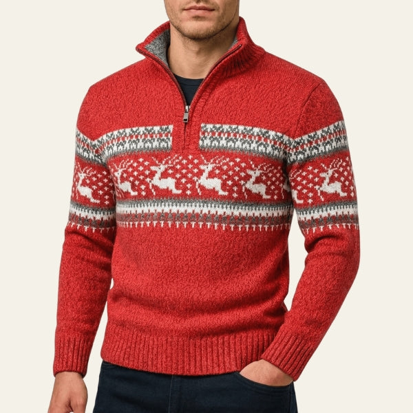 The Nordic Pattern Quarter-Zip Knit