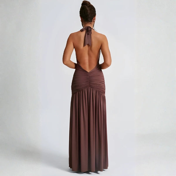 The Valencia Draped Halter Maxi Dress