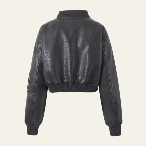 The Vienna Cropped Leather Bomber
