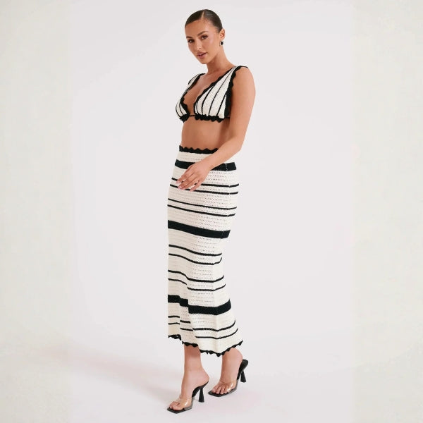 The Nina Striped Crochet Maxi Set