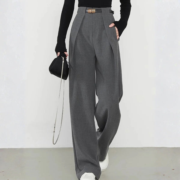 The Zurich Wrap-Waist Pleated Wide-Leg Trouser