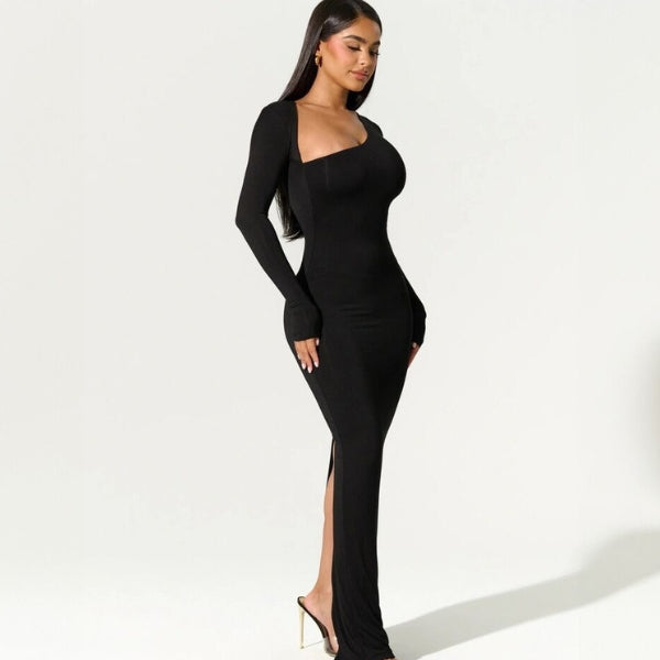 The Milan Asymmetrical Neck Maxi Dress
