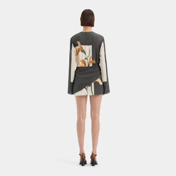 The Amalfi Floral Draped Silk Mini Dress