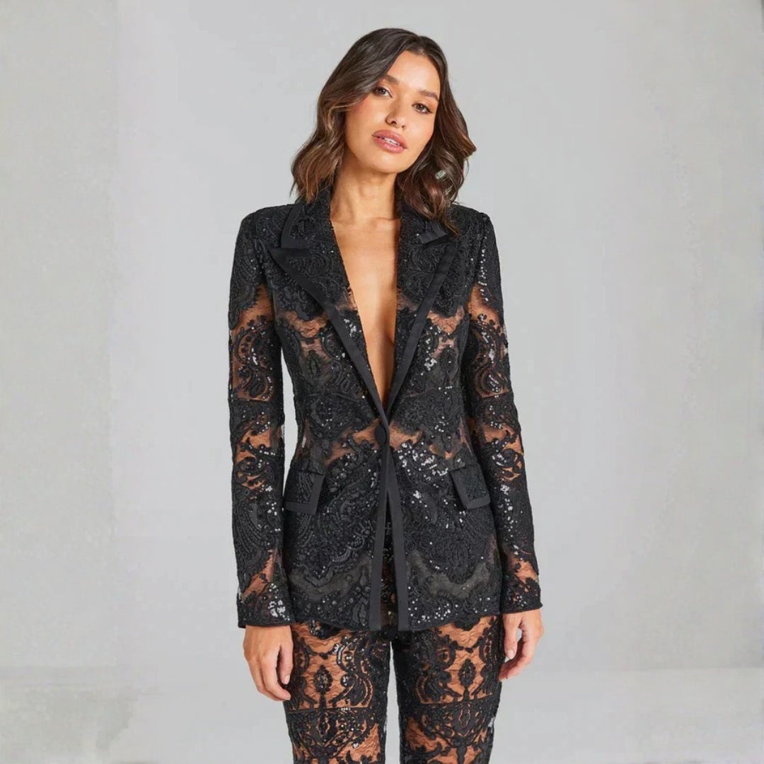 The Valencia Lace-Tailored Two-Piece Set
