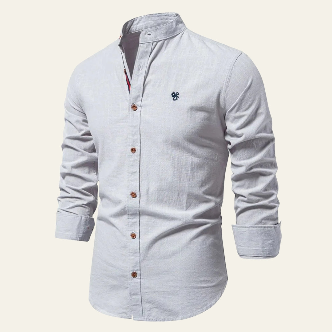 The Capri Soft-Weave Band-Collar Shirt