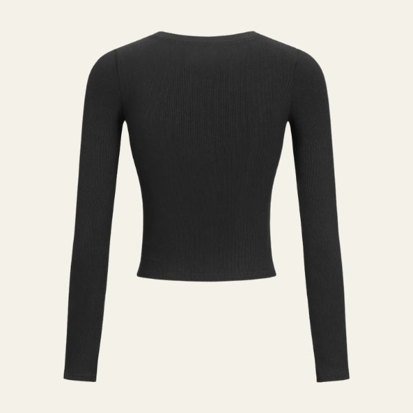 The Capri Ribbed Button Top