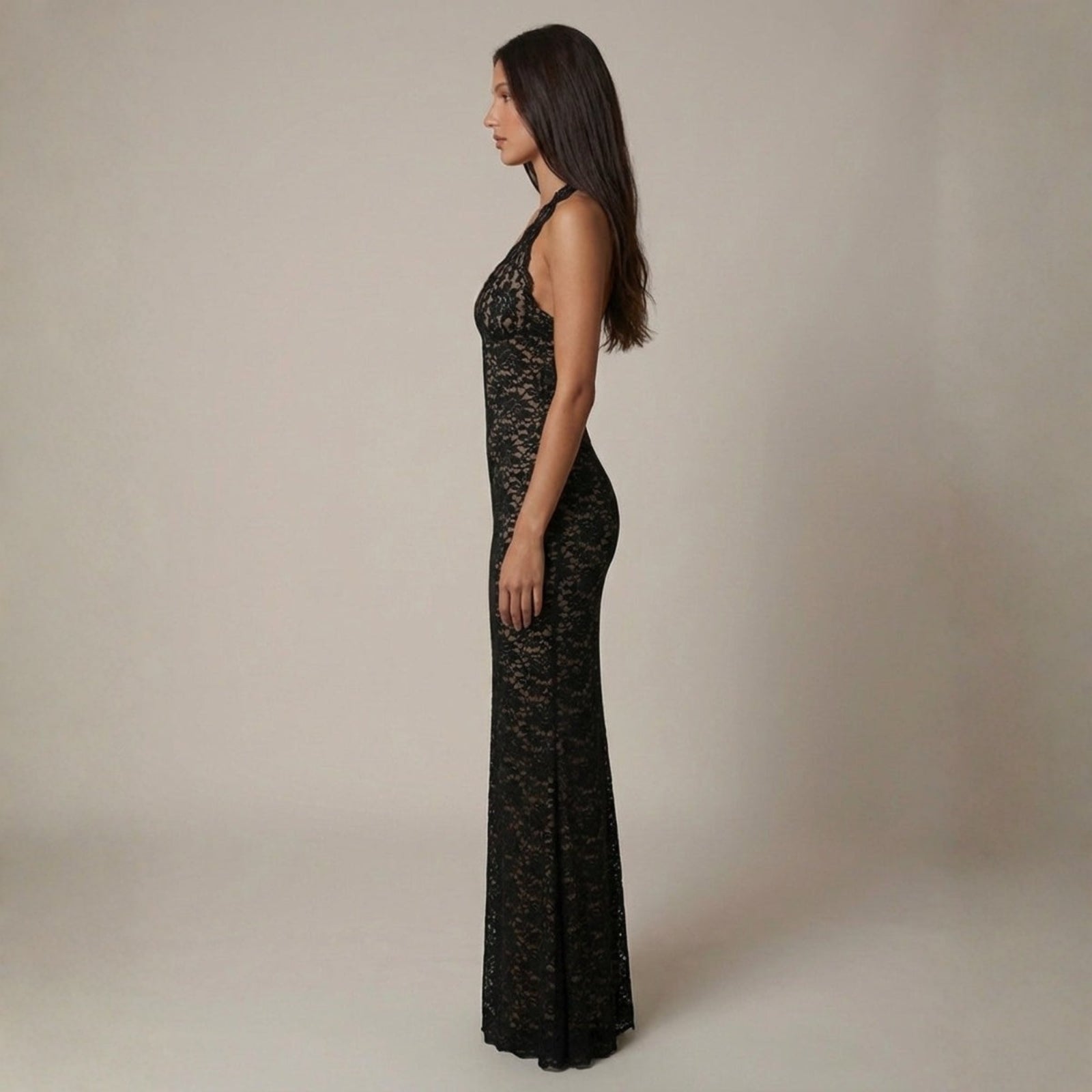 The Santorini Textured Knit Halter Gown