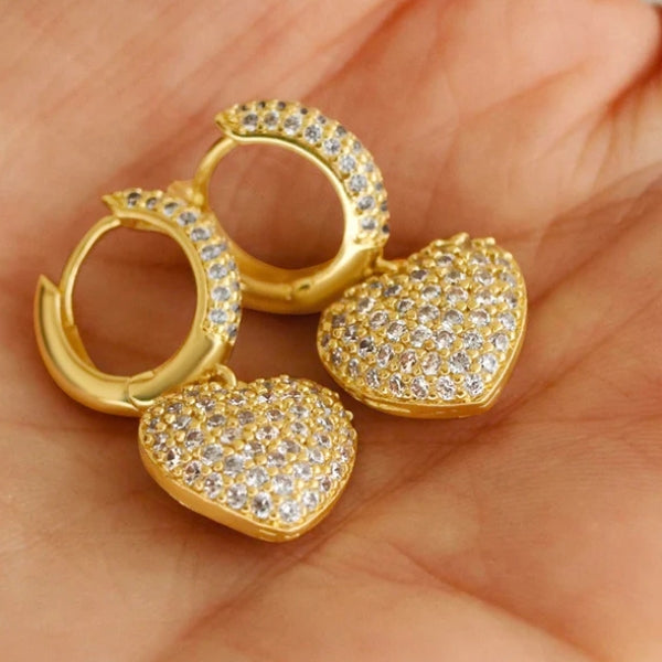 The Riviera Pavé Heart Drop Earrings
