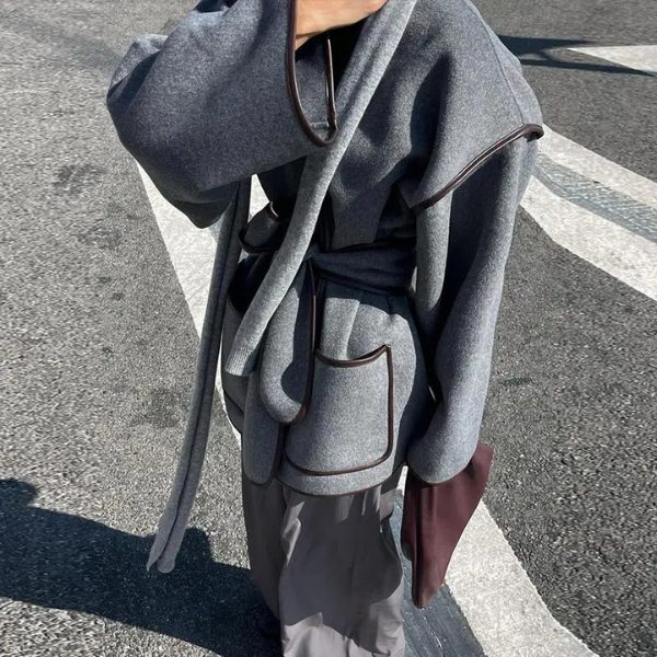 The Geneva Wool Belted Wrap Jacket