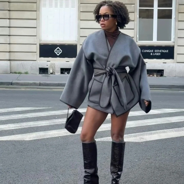 The Geneva Wool Belted Wrap Jacket