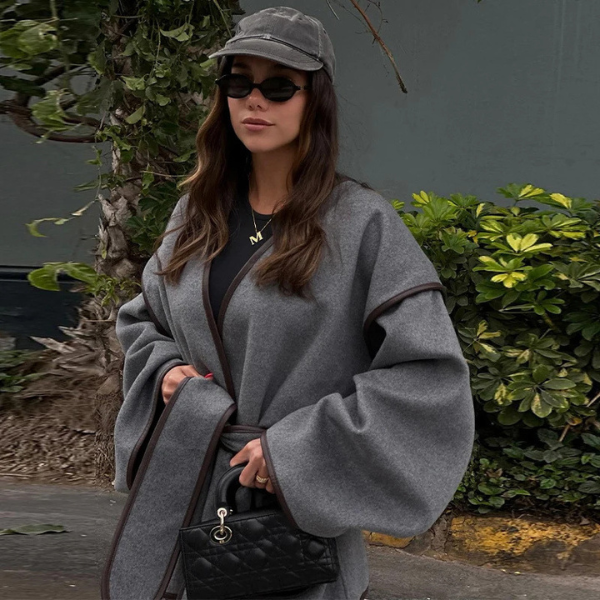 The Geneva Wool Belted Wrap Jacket