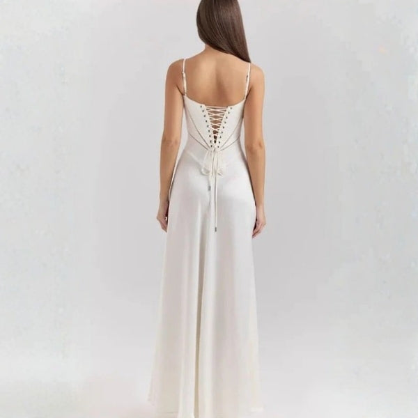 The Mirrorcurve Satin-Finish Maxi Dress