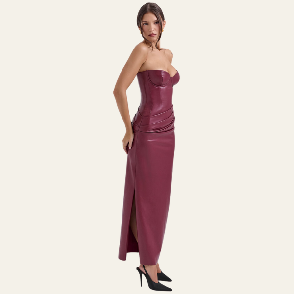 The Palermo Leather Corset Maxi Dress