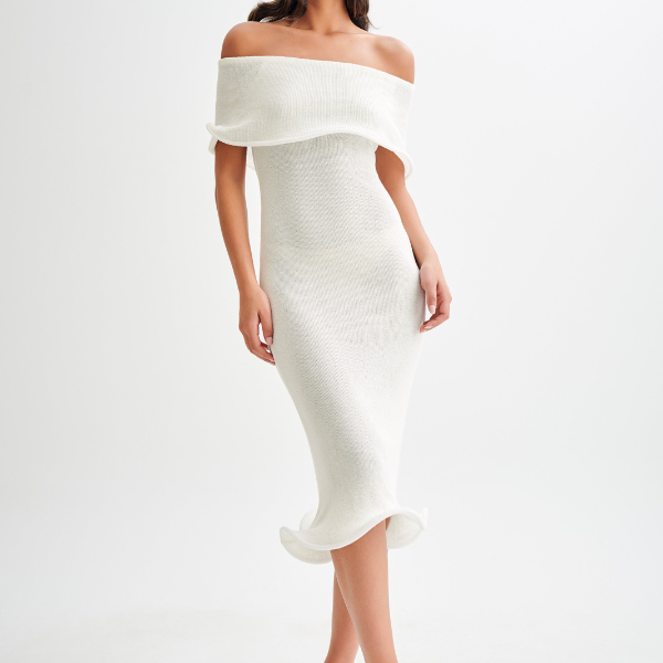 The St. Moritz Off-Shoulder Knit Midi Dress