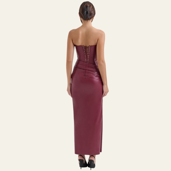 The Palermo Leather Corset Maxi Dress