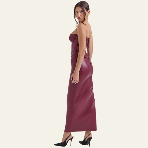 The Palermo Leather Corset Maxi Dress
