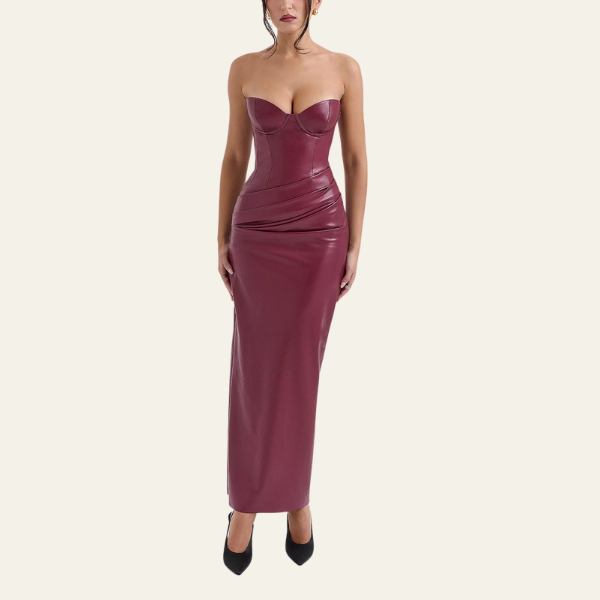 The Palermo Leather Corset Maxi Dress