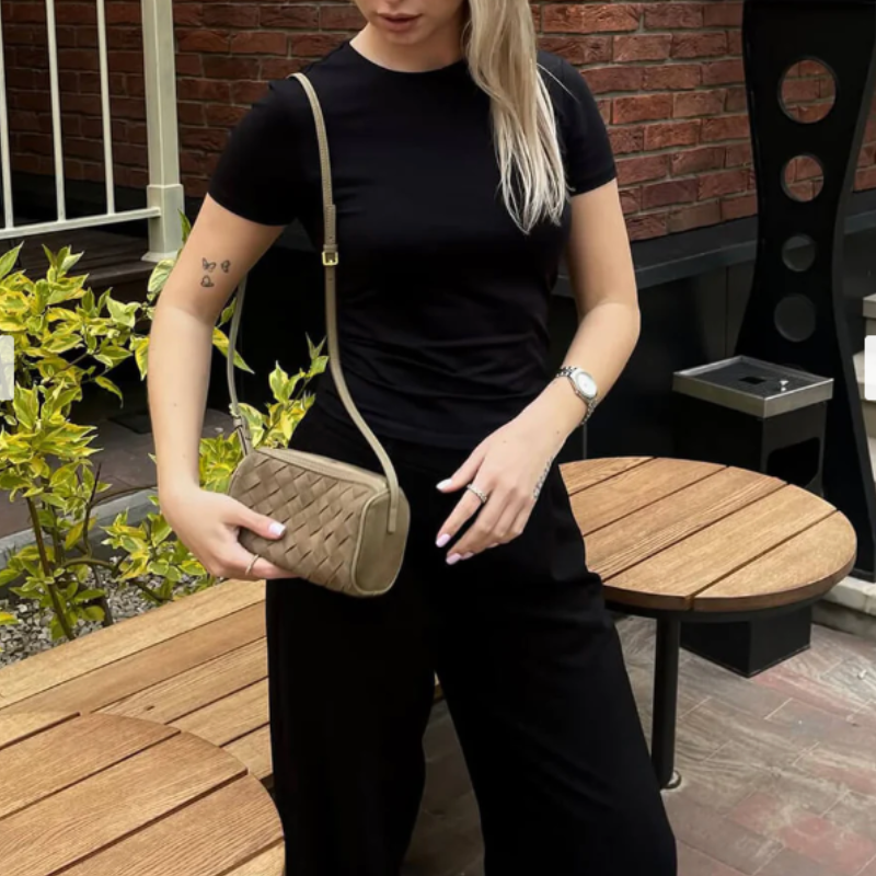 The Siena Woven Suede Shoulder Bag