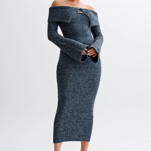 The Edinburgh Off-Shoulder Knit Dress