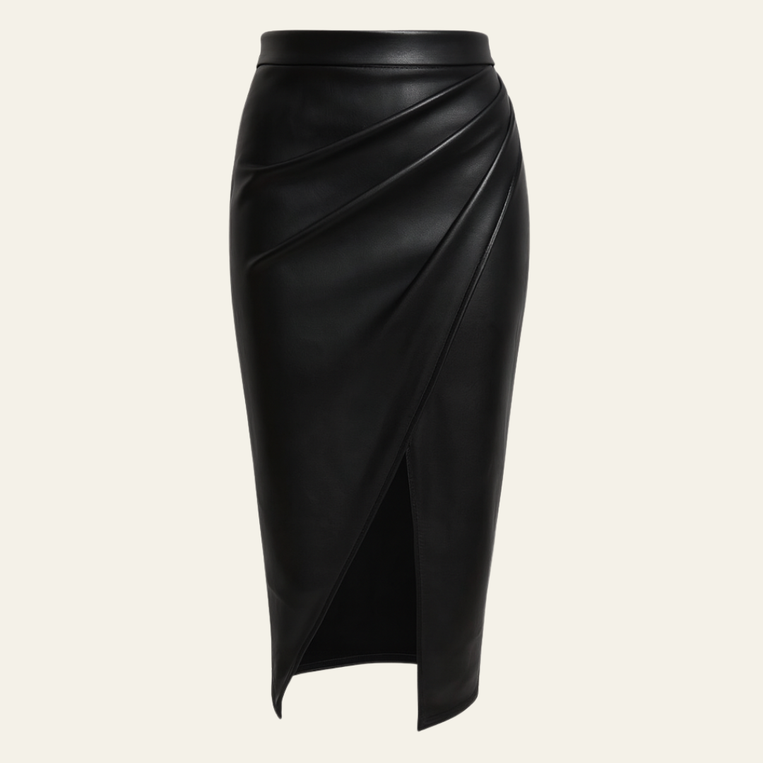 The Vienna Leather Split Midi Skirt