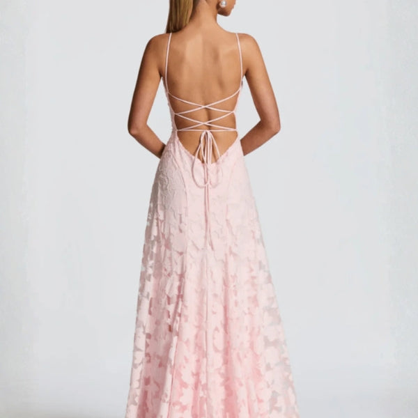 The Helia Lace-Pattern Maxi Dress