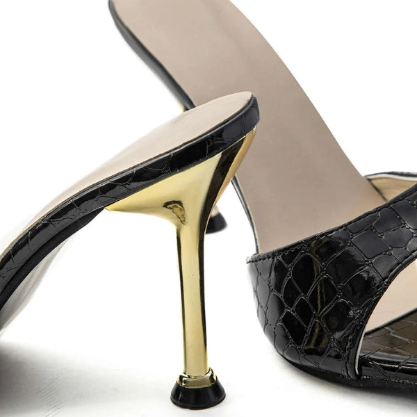 The Riviera Croc-Embossed Pointed-Toe Heels