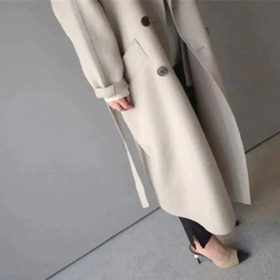 The Milan Soft-Weave Double-Breasted Long Coat