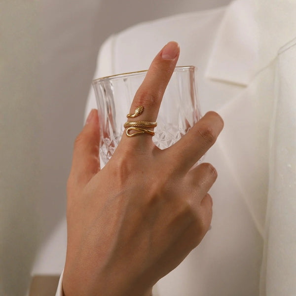 The Luna Adjustable Serpent Ring