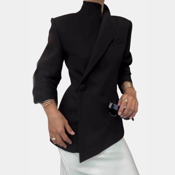 The Bridget Asymmetric Stand-Collar Blazer