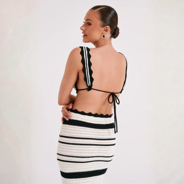 The Nina Striped Crochet Maxi Set