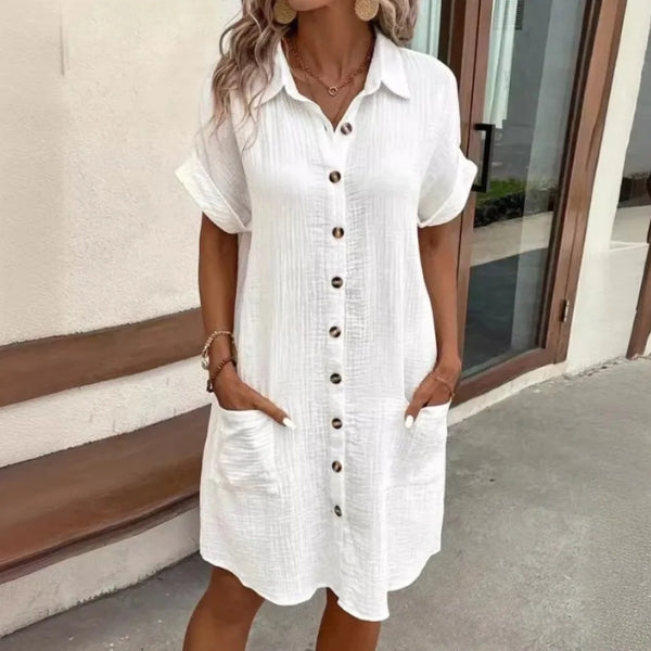 The Santorini Button-Front Shirt Dress