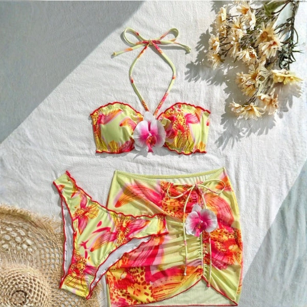The Honolulu Floral Halter Three-Piece Set