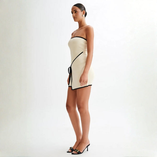 The Capri Contrast-Trim Strapless Mini Dress