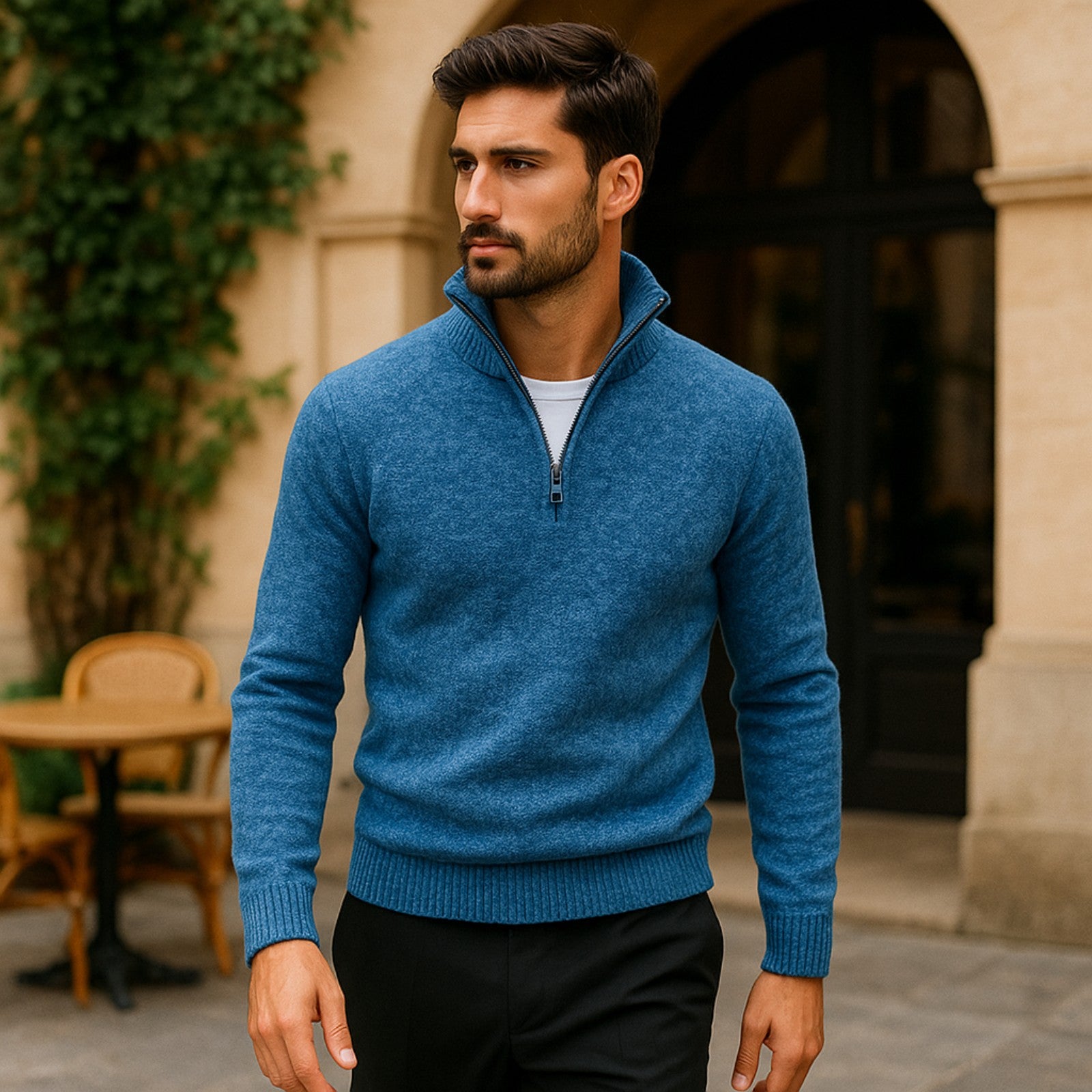The Marseille Textured Zip Knit Sweater