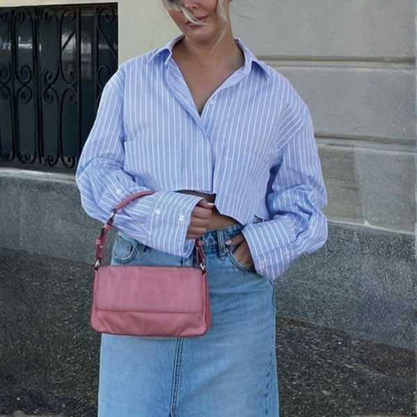 The Manhattan Cropped Striped Shirt