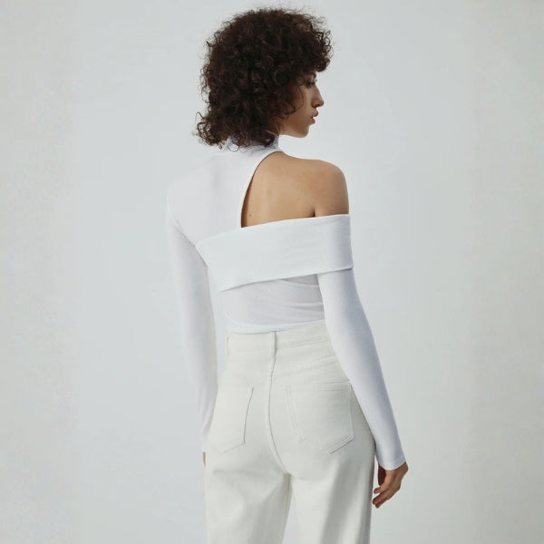 The Verona Asymmetric Ribbed Knit Top