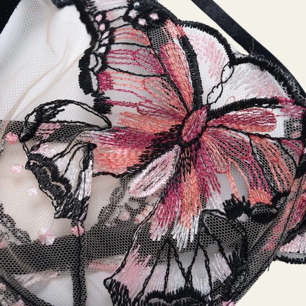 The Butterfly-Embroidered Lingerie Set