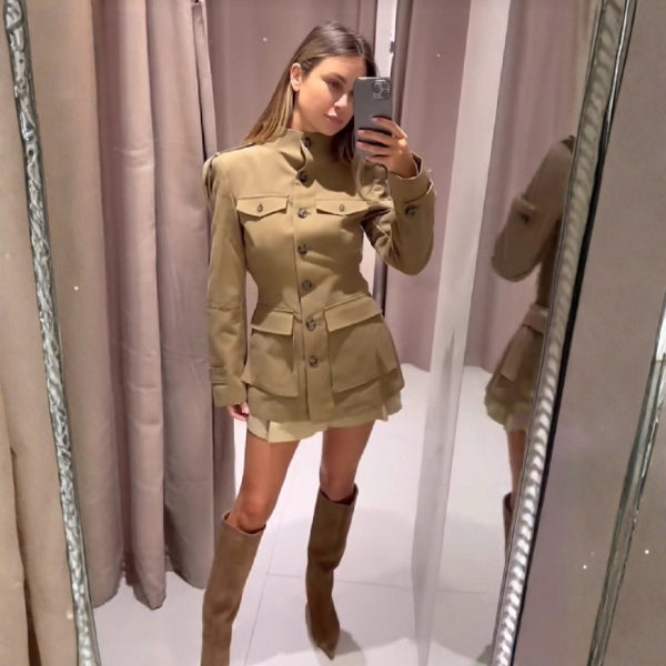 The Savanna Stand-Collar Utility Trench Coat