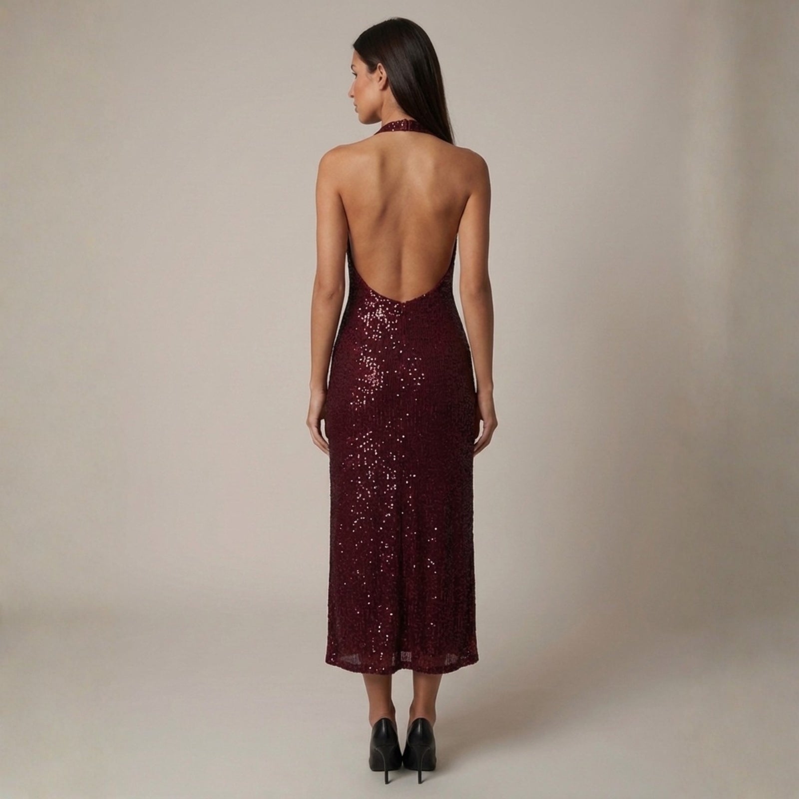 The Starlight Sequin Halter Dress