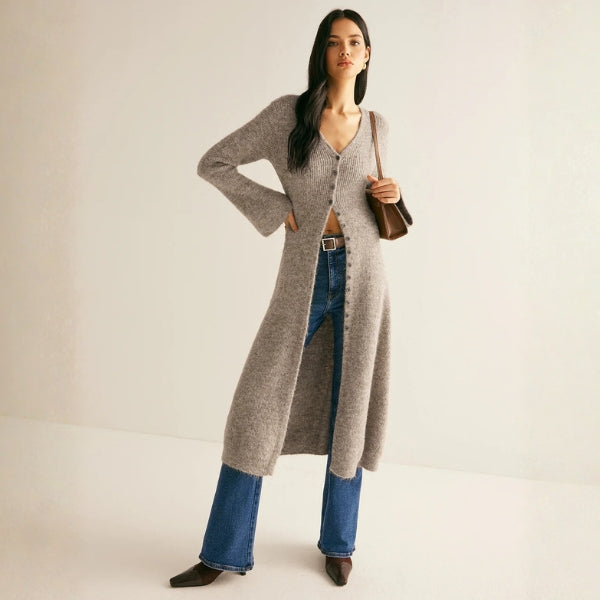 The Florence Button-Front Longline Knit Cardigan