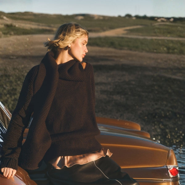The Kyoto Scarf-Neck Ribbed Sweater