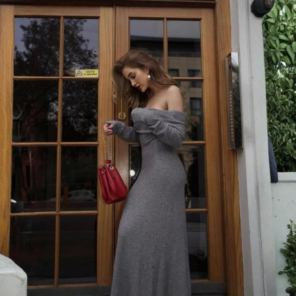 The Verona Off-Shoulder Knit Maxi Dress