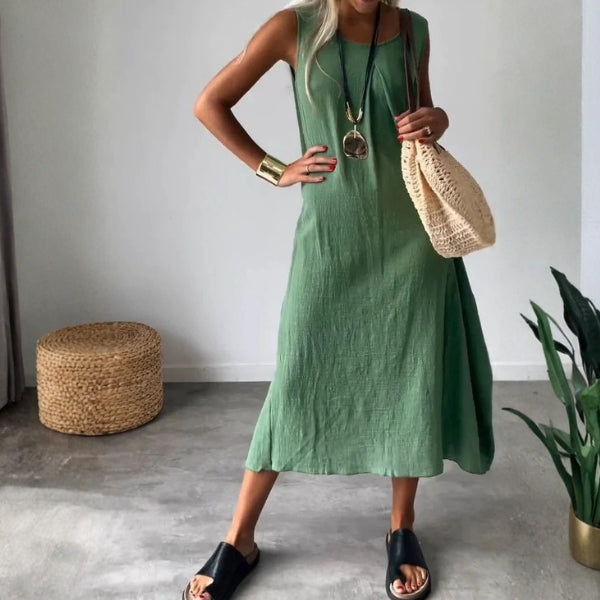 The Capri Textured Sleeveless Midi Dress