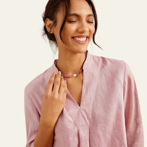 The Santorini Split-Neck Eco-Linen Shirt