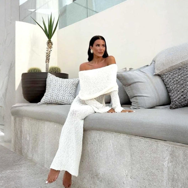 The Santorini Off-Shoulder Textured Maxi Dress