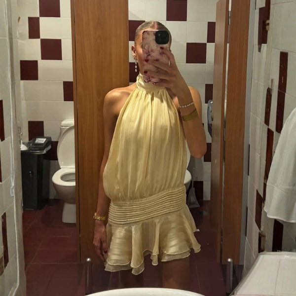 The Loren Apricot Draped Mini Dress