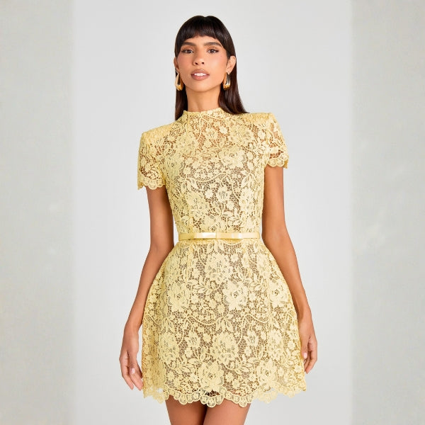 The Positano Scalloped Lace Mini Dress