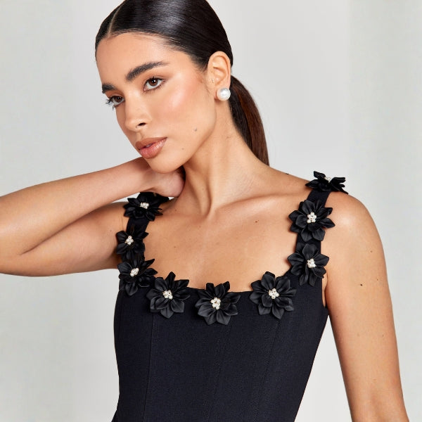 The Positano Floral-Trim Mini Dress