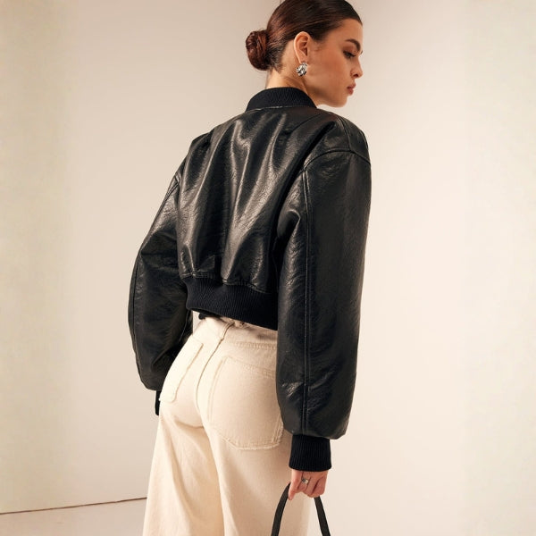 The Milano Faux Leather Bomber Jacket