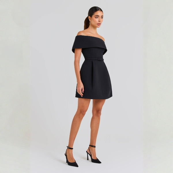 The Monaco Belted Off-Shoulder Mini Dress